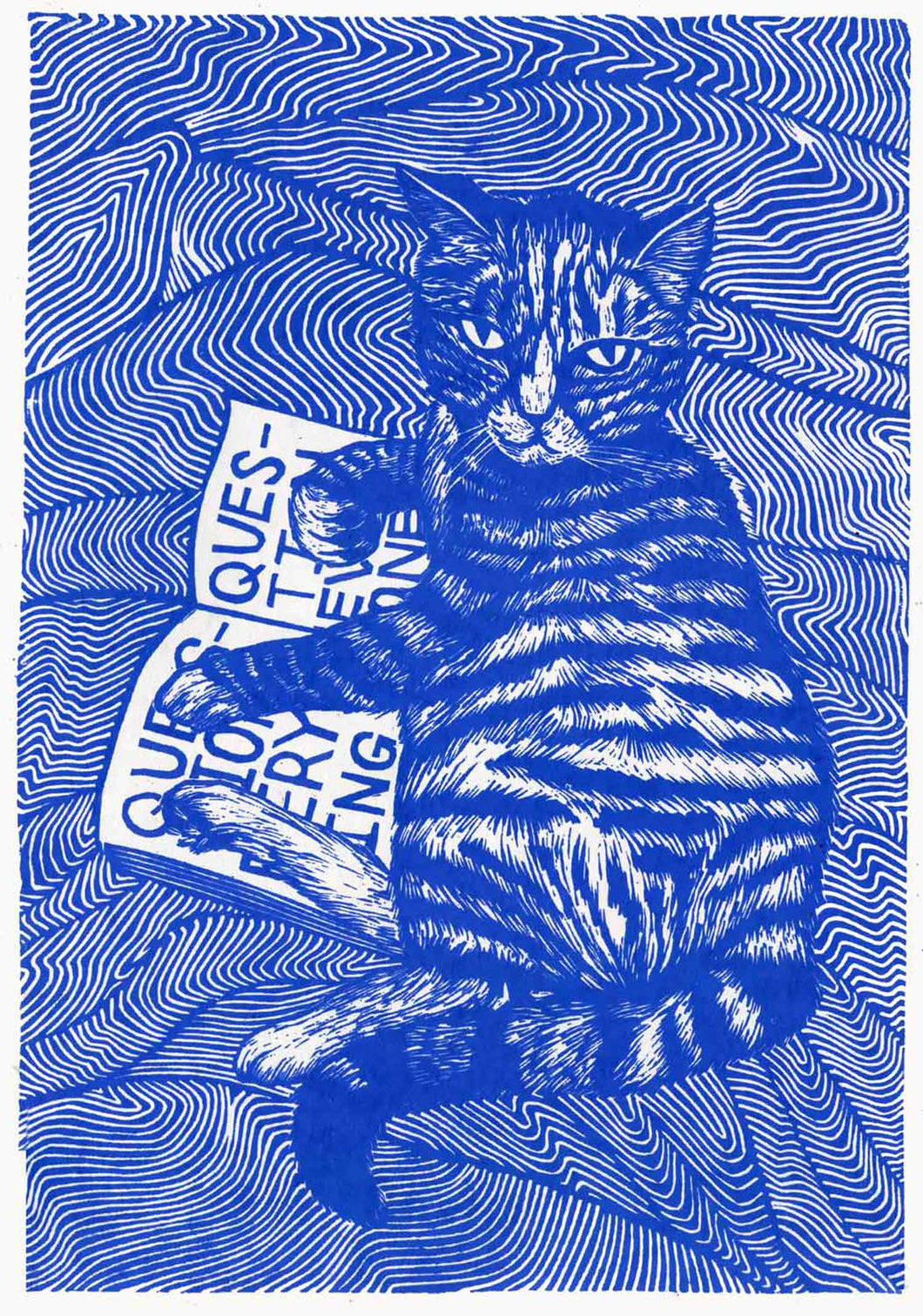 Question Cat Blue print