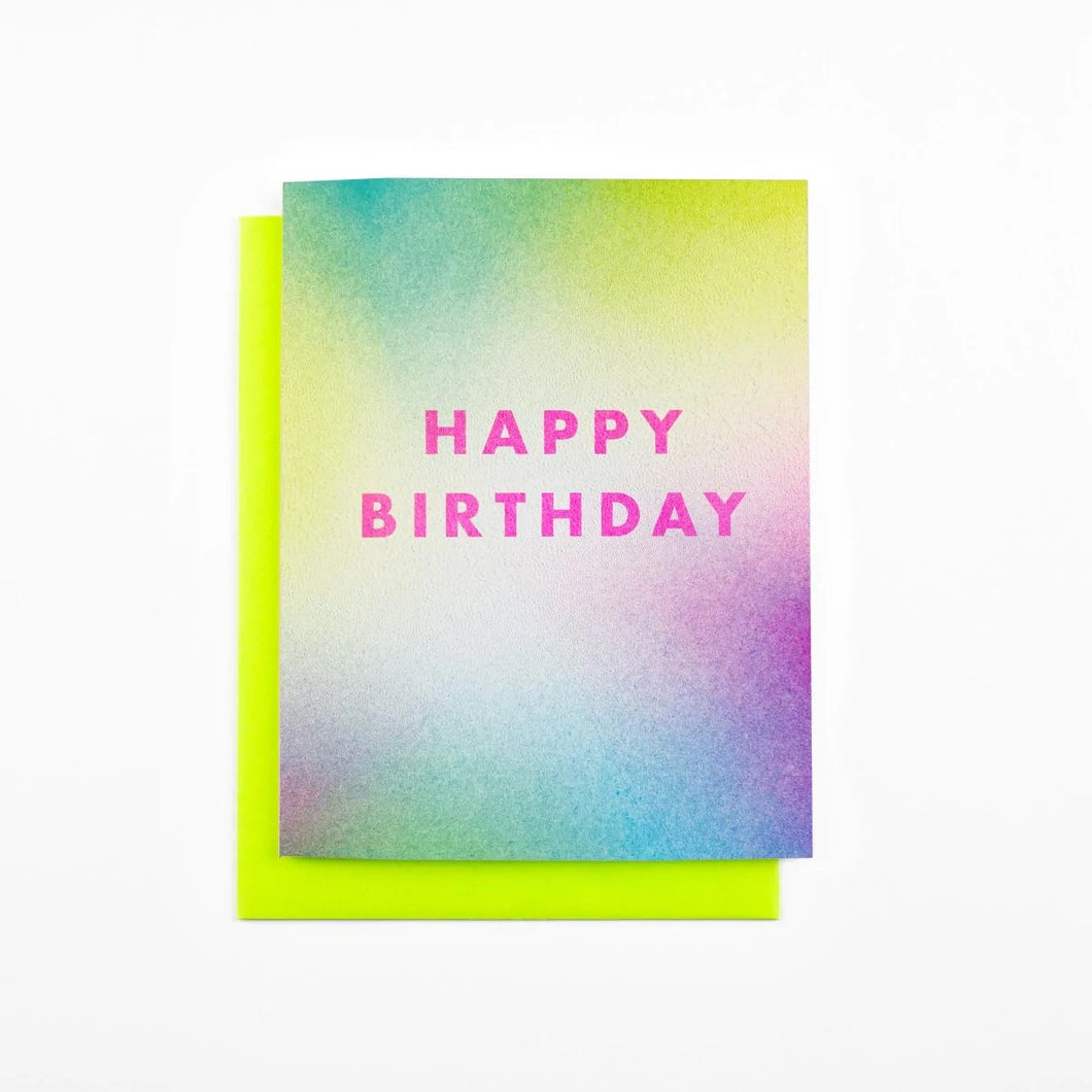 Happy Birthday Aura Risograph Card