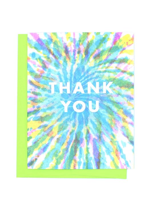 Thank You - Tie Dye Risograph Greeting Card