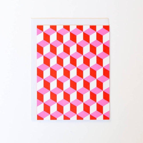 Pink and Red Geometrics Note Card