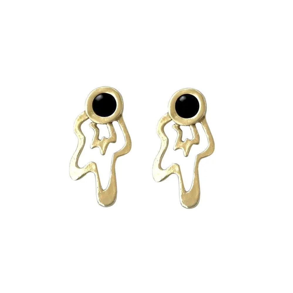 Splatter Earrings with Black Onyx