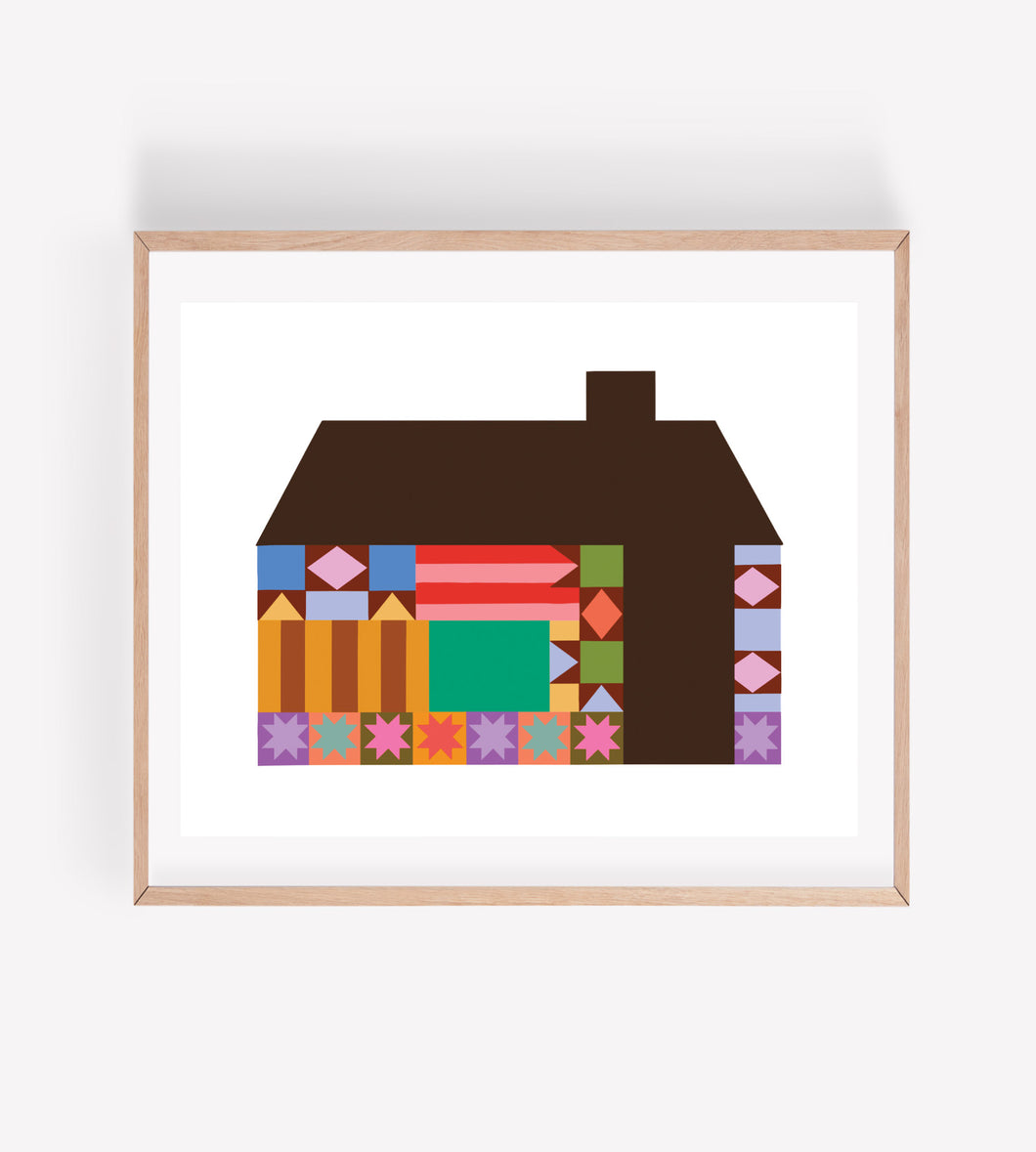 Quilt Pattern House Art Print