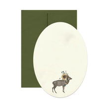 Stag with Flowers Oval card