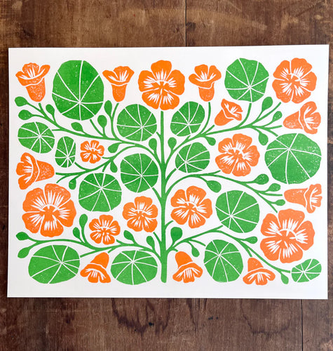 Nasturtium Risograph Print