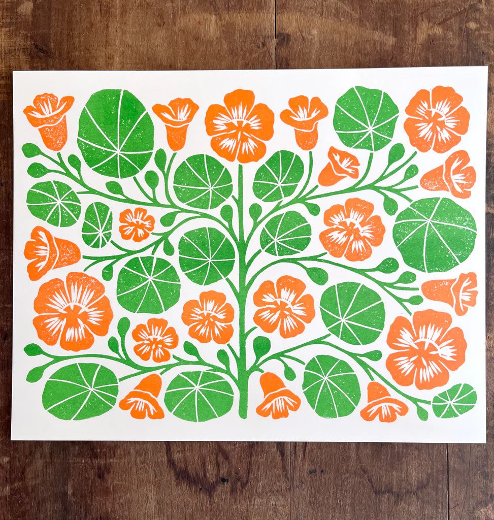 Nasturtium Risograph Print