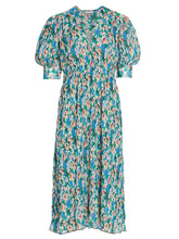 GANNI floral print smocked plisse georgette mini dress size 4