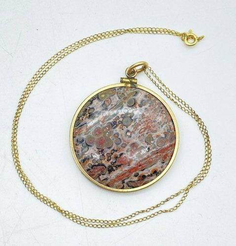 Vintage Gold Filled Leopard Skin Jasper Necklace