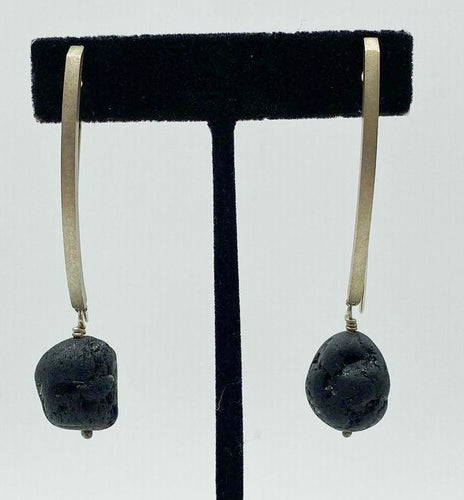 Lava Rock Sterling Silver Earrings