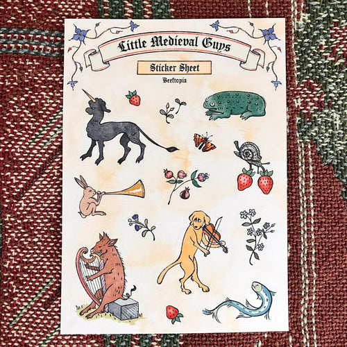 Medieval Manuscript Creatures Sticker Sheet