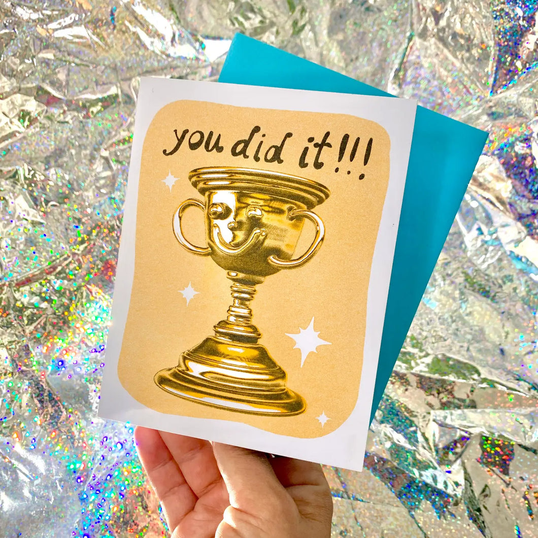 You Did It! Trophy Risograph Card