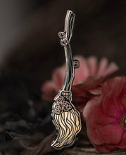 Peony Witch Broomstick Enamel Pin