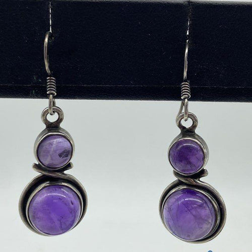 Vintage Amethyst Twisted Sterling Silver Earrings