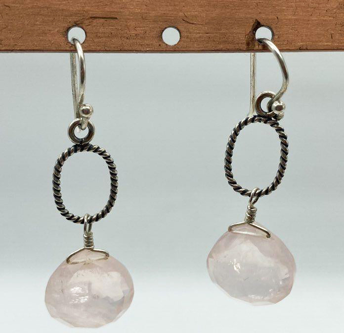 Rose Quartz Sterling Silver Earrings