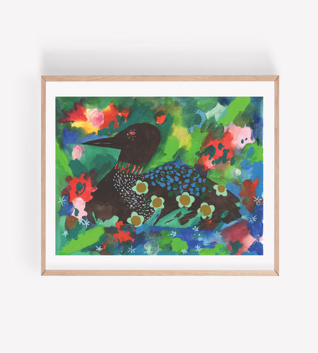Psychedelic Watercolor Loon Art Print