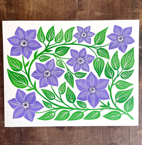 Clematis Risograph Print