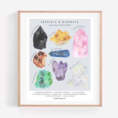 Crystals and Minerals Art Print