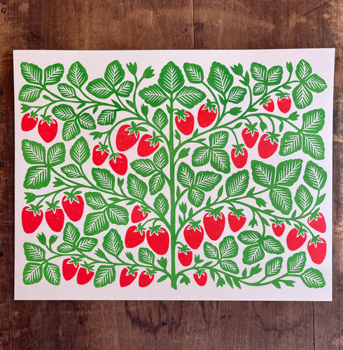 Strawberry Risograph Print
