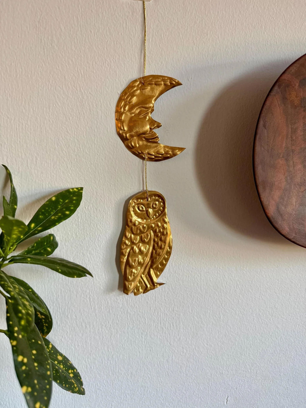 Celestial Moon and Owl Silver Foil Embossed Talisman