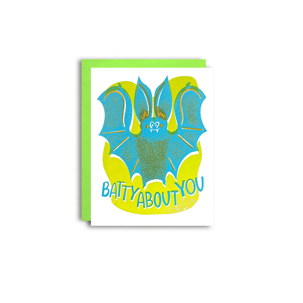 Batty For You Risograph card