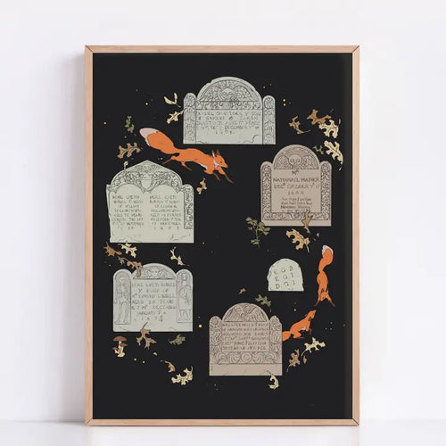 Cemetery Foxes 8.5x11 Art Print