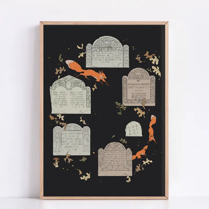 Cemetery Foxes 8.5x11 Art Print