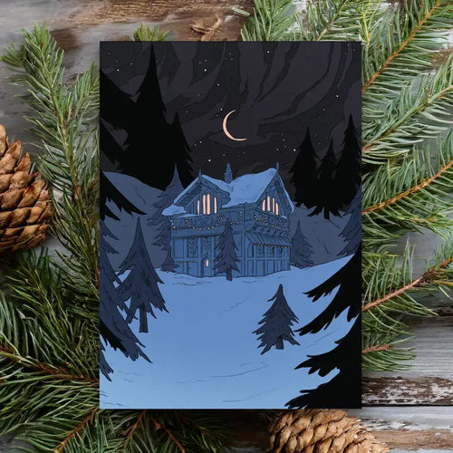 Winter Cabin Card