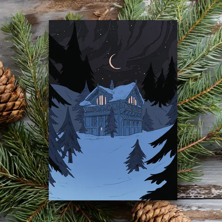 Winter Cabin Card