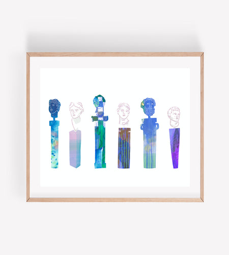 Funky Marble Busts Art Print