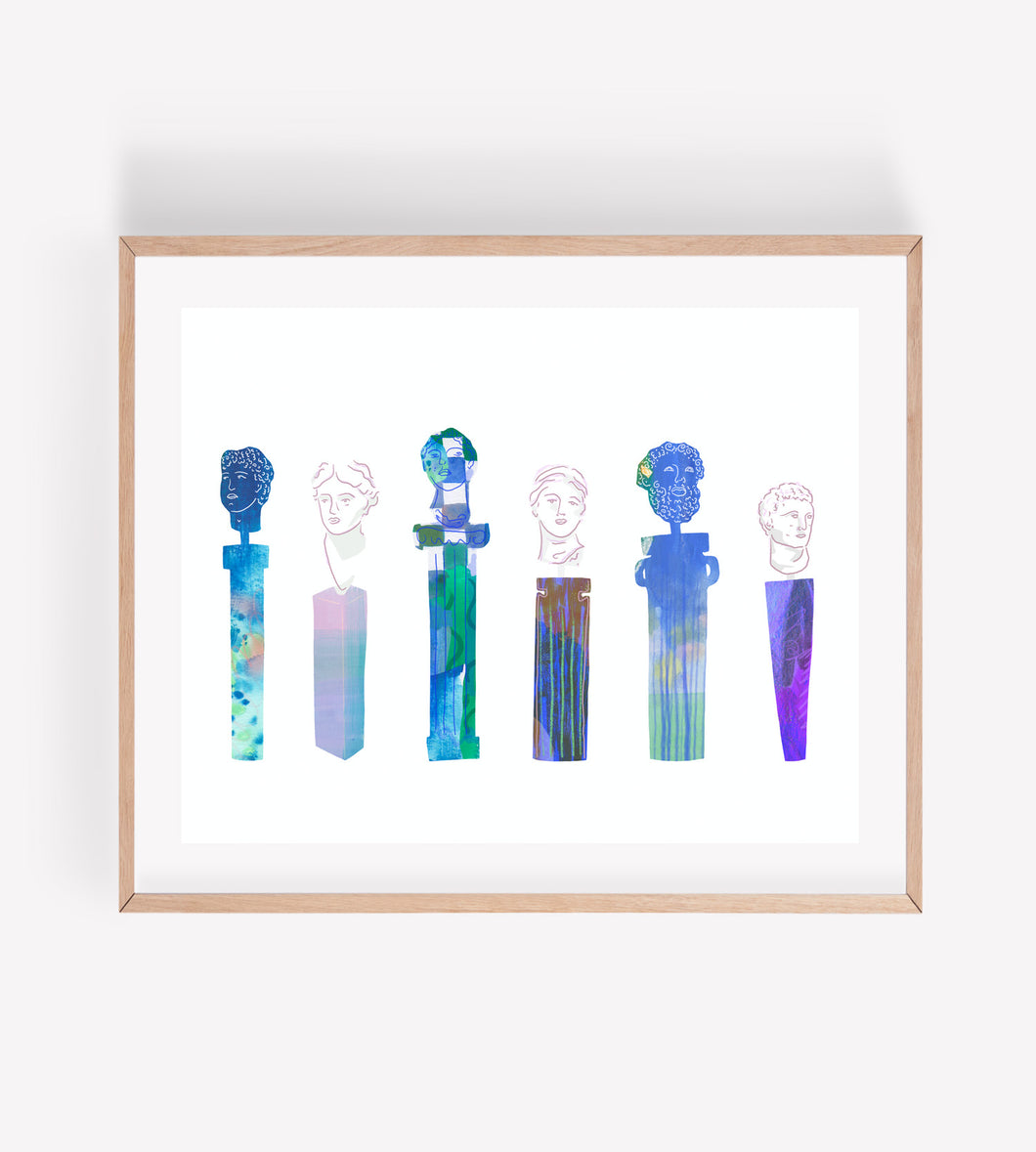 Funky Marble Busts Art Print