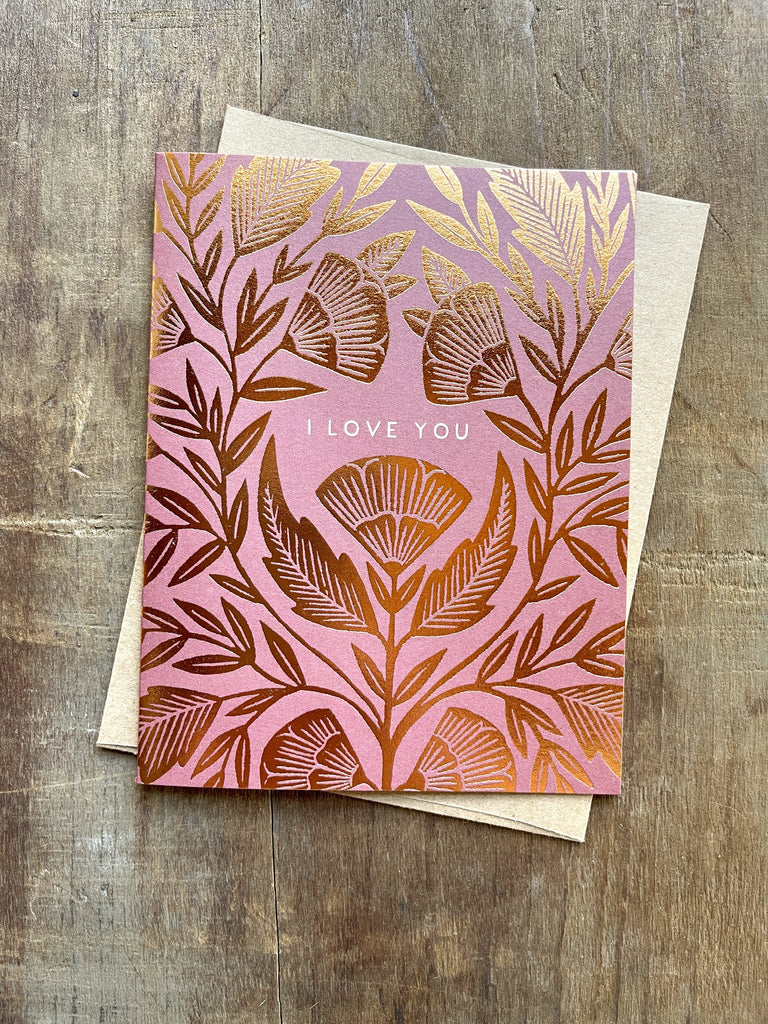 I Love You floral shimmer Greeting Card