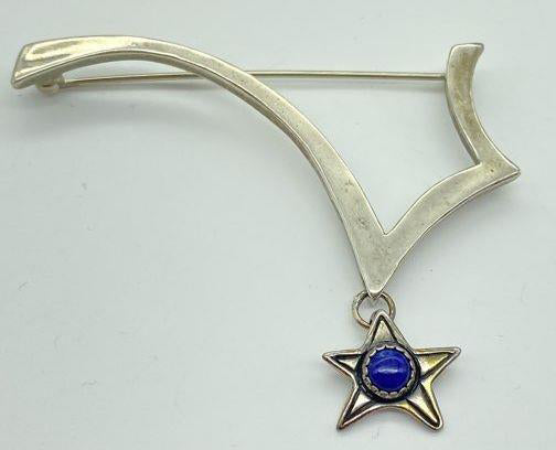 Vintage Lapis Lazuli Big Dipper Sterling Silver Brooch