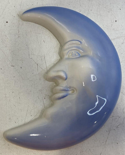 Vintage Nielsen's Extraordinary Handpainted Blue Ceramic Half-Moon Face