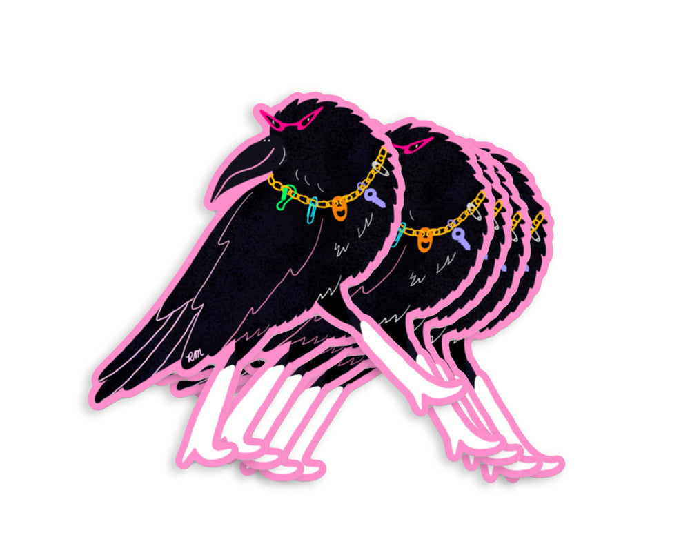 Crow with Necklace of Trinkets Sticker