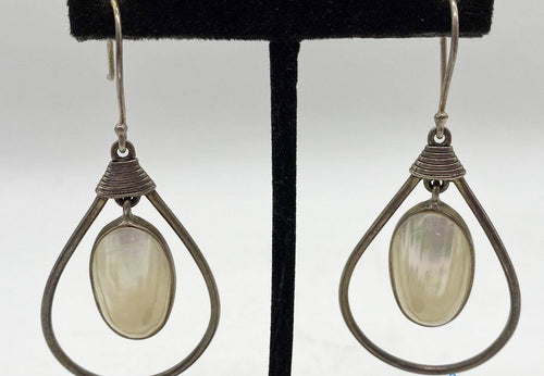 Vintage Mother of Pearl Tear Drop Sterling Silver Earrings