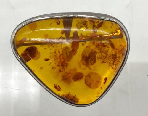 Vintage Amber Sterling Silver Brooch with Pendant Adapter