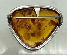 Vintage Amber Sterling Silver Brooch with Pendant Adapter