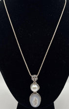 Vintage Druzy Quartz & Cultured Pearl Sterling Silver Necklace