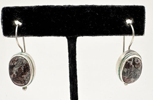 Vintage Picture Jasper Sterling Silver Earrings