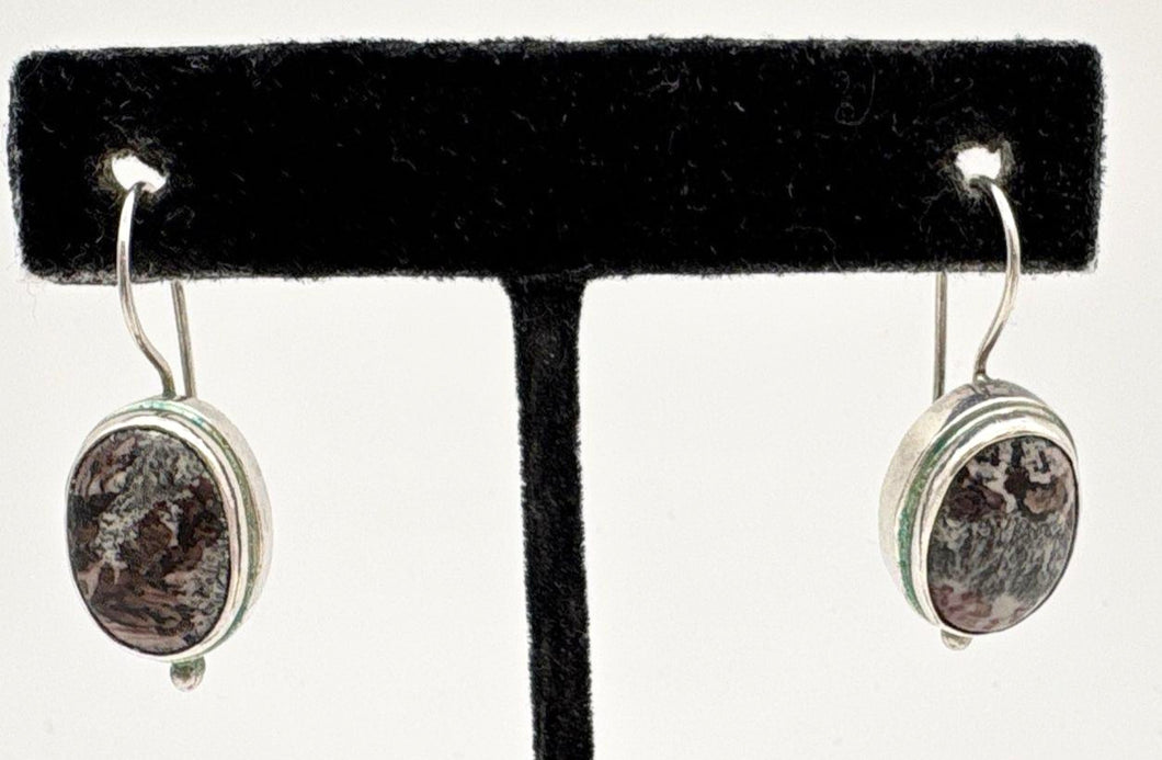 Vintage Picture Jasper Sterling Silver Earrings