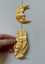 Celestial Moon and Owl Silver Foil Embossed Talisman