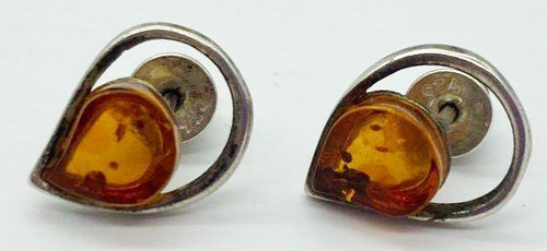 Vintage sterling silver amber post earrings