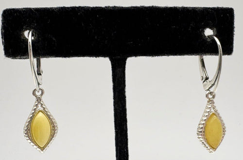 Vintage Amber Sterling Silver Earrings