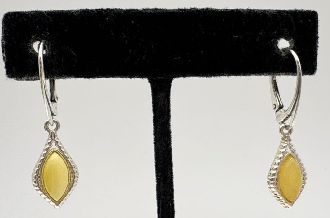 Vintage Amber Sterling Silver Earrings