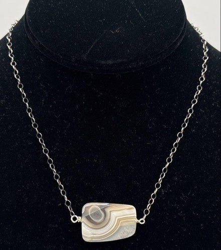 Vintage Banded Agate Sterling Silver Necklace