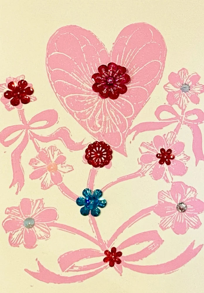 Pink Heart Flower Print/Card