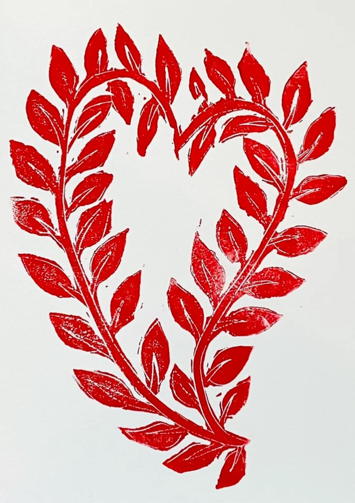 Red Leafy Heart Print/Card