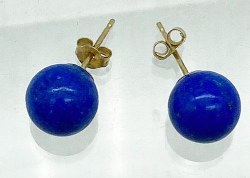 Vintage 14k Yellow Gold Lapis Lazuli post earrings
