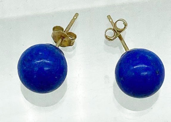 Vintage 14k Yellow Gold Lapis Lazuli post earrings