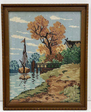 Vintage Sailboat Needlepoint Framed