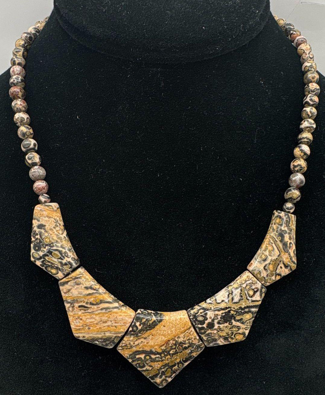 Vintage Karla Jordan Leopard Skin Jasper Necklace